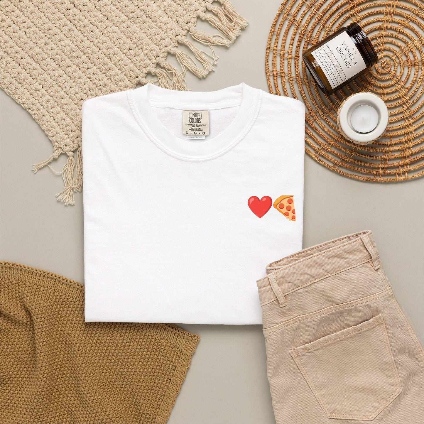 Pizza Heart T-Shirt — Minimal Chest Patch Graphic Tee