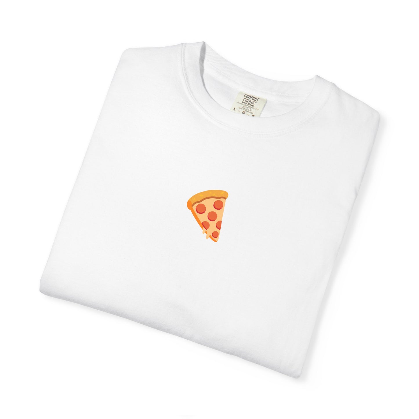 Pizza Slice Tee — Minimalist Tiny Pizza Graphic T-Shirt